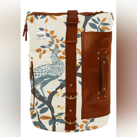 Anvanda floral/bird 5 in 1 convertible backpack bag messenger - Picture 2 of 13